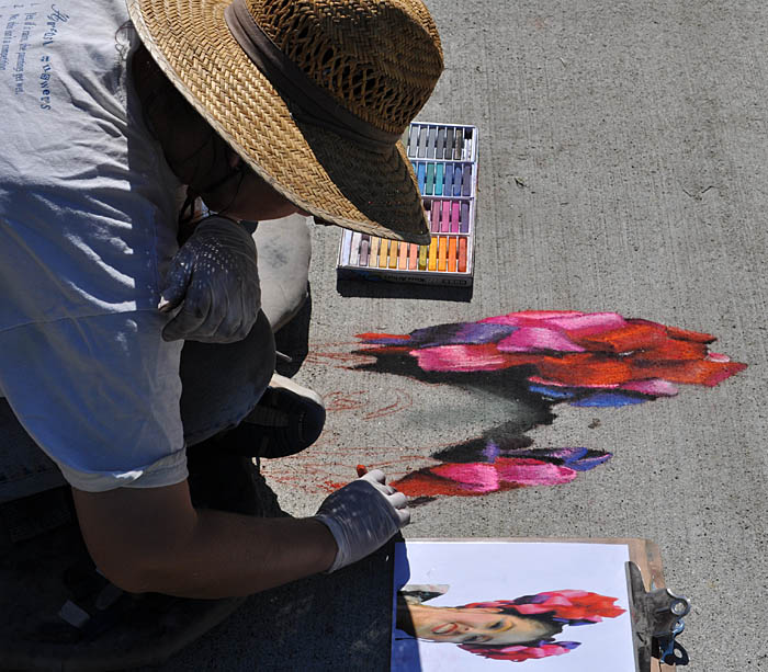 Cheryl paints hair ribbons