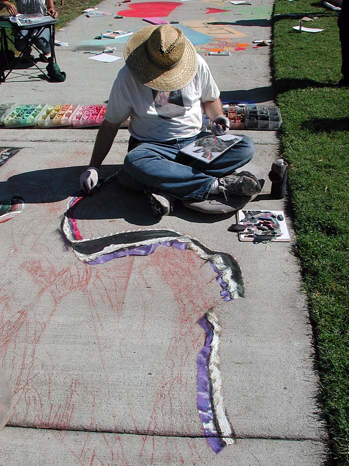 Wayne paints miles of skirt ribbons