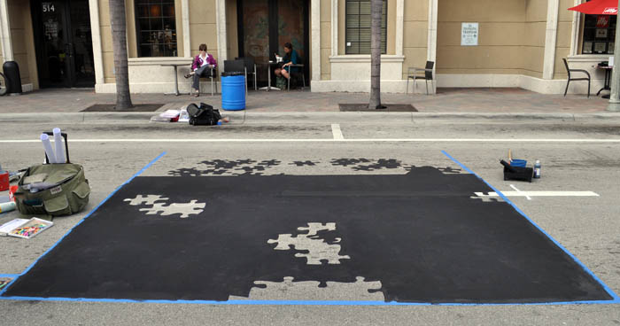 Black tempera paint layer