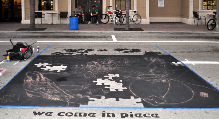 Template pounced on tempera