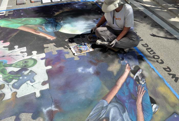 Cheryl continues to paint space