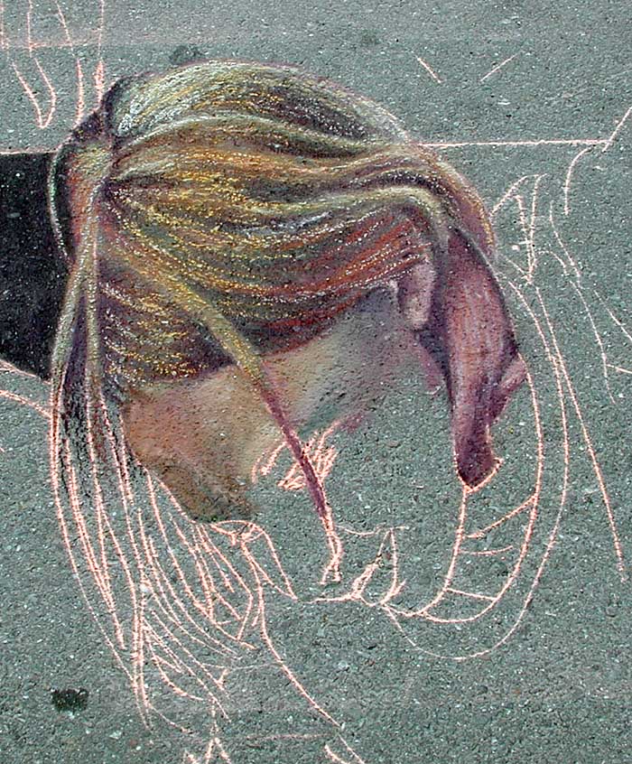 Top half of Catie's head has been painted