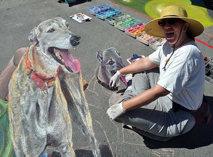 Cheryl pretends to pant like a dog