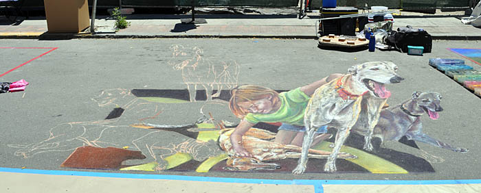 The painting status at lunchtime on Sunday