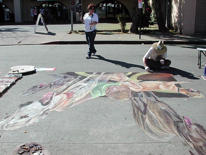 Wayne finishes the painting while Claudette visits