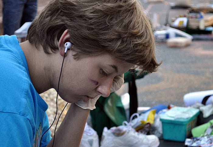 Alex at work on the blanket