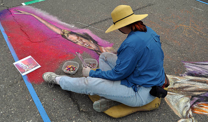 Cheryl works on dancer Sarah