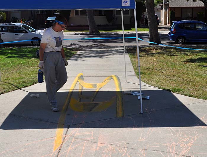 Cheryl with the roller coaster track