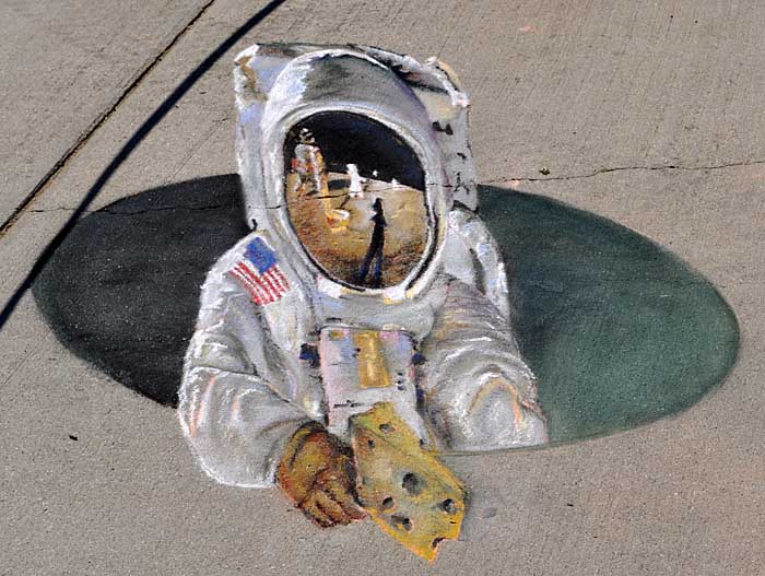 Astronaut with cheese slice