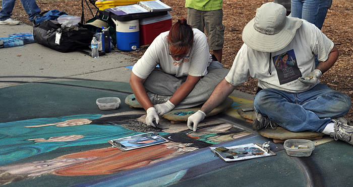 Cheryl and Wayne finishing up the painting