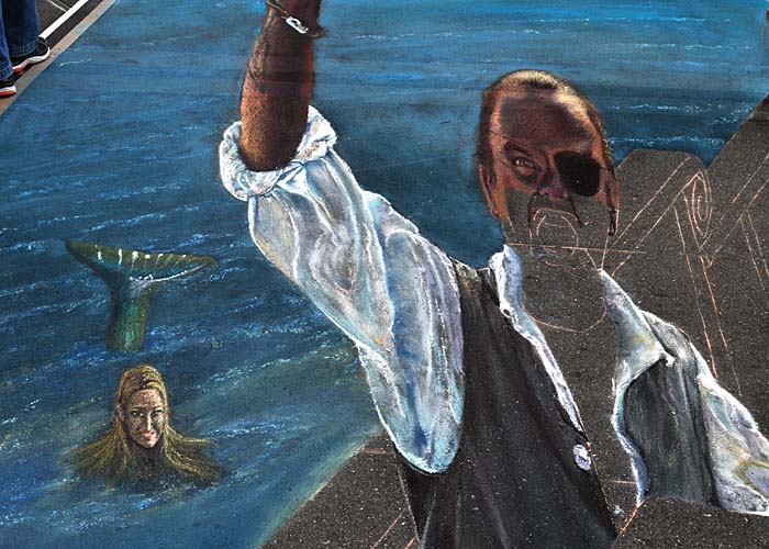 The pirate and mermaid on Saturday afternoon