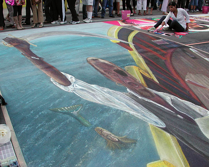 Diagonal view across the painting