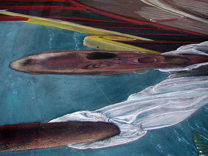 View from the side of the pirate head