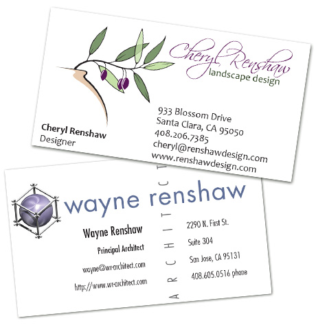 business cards for Cheryl and Wayne