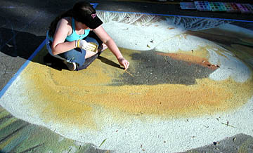 Rebecca colors the body