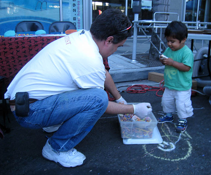 Wayne teaches Bryce to chalk