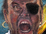 Closeup of the pirate's face