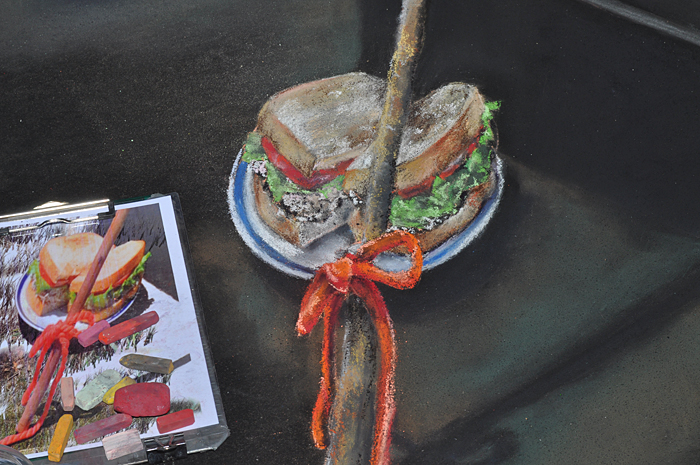 Closeup of the tunafish sandwich bait