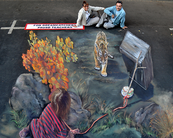 How the painting looks from a ladder